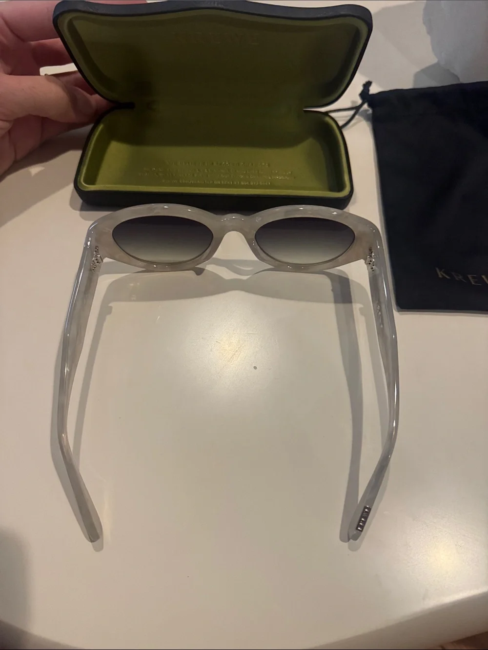 KREWE Lucy | Alabaster with custom violet gradient mirrored lens Brand new